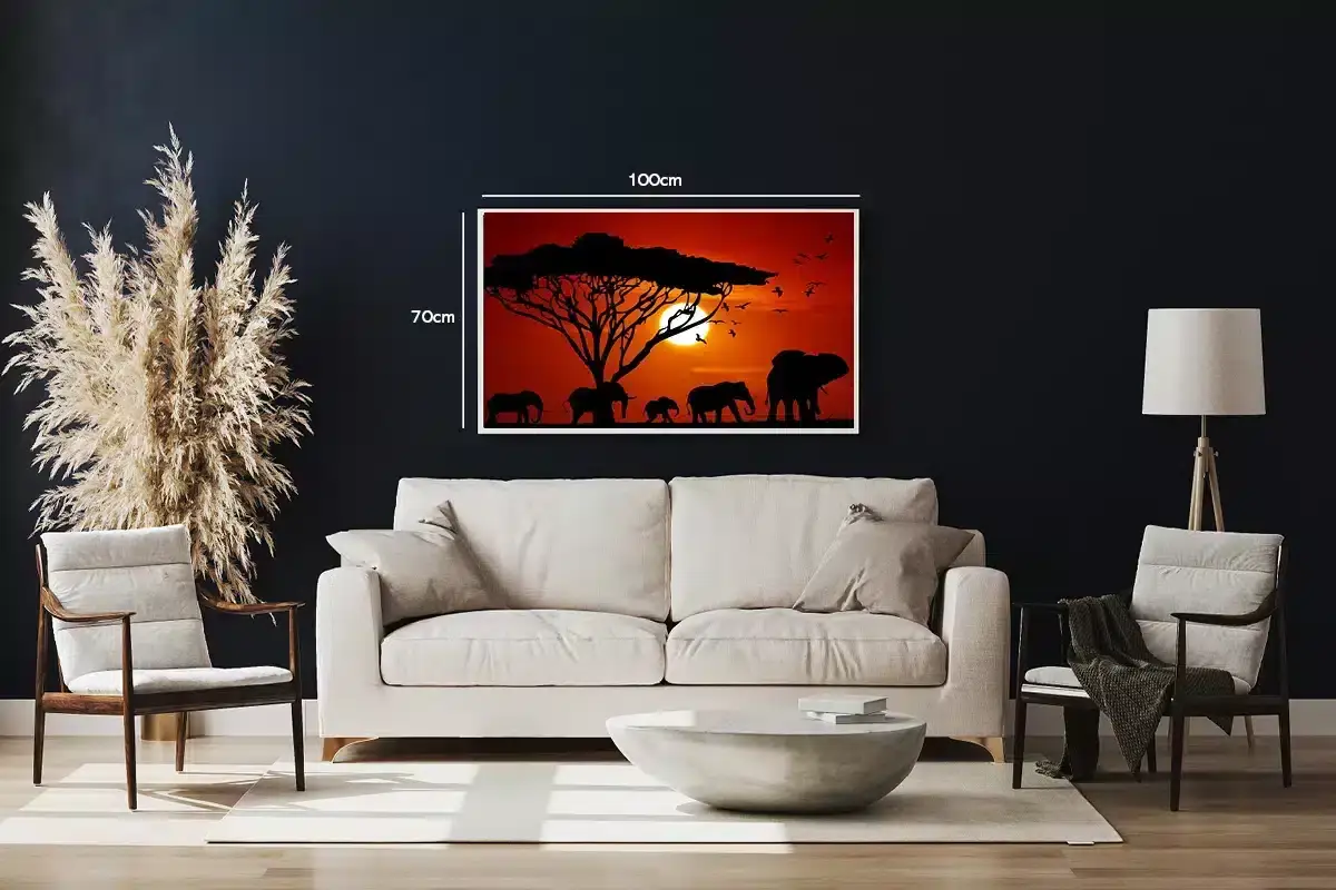Elephant Sunset Silhouette Plakat