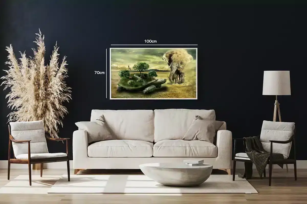 African Elephant And Tortoise Plakat