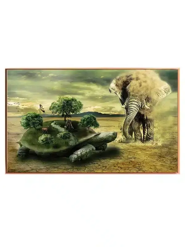 African Elephant And Tortoise Plakat