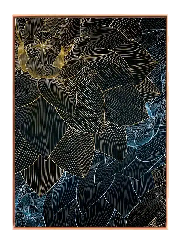 Golden Blue Succulents Plakat