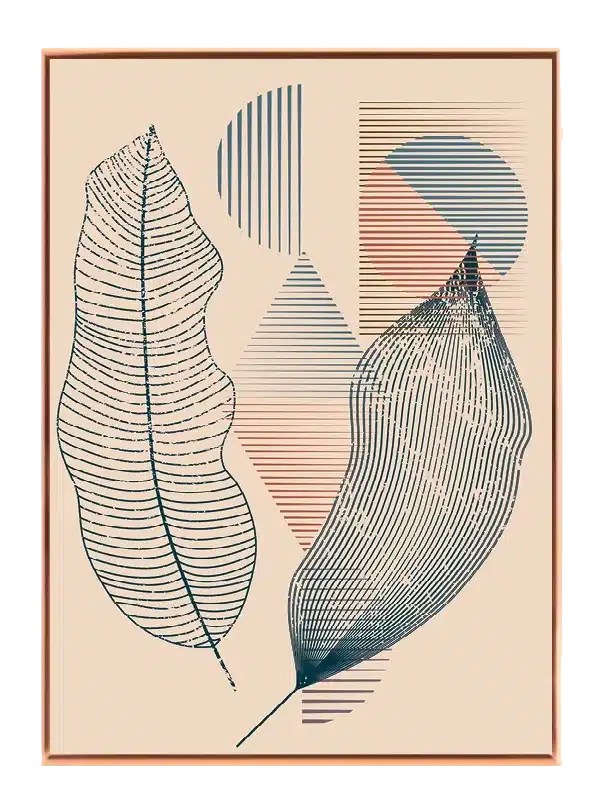 Linear Leaf Contours Plakat