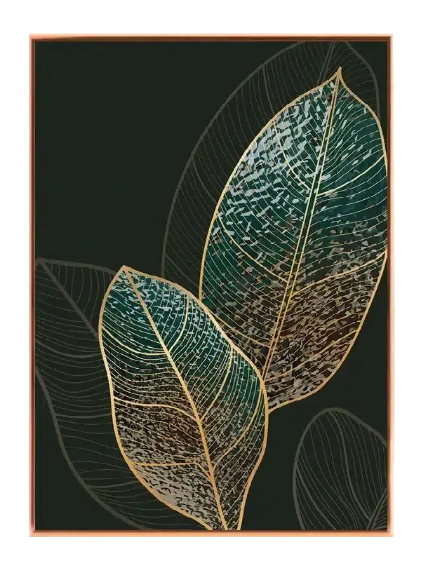 Golden Veined Leaves Plakat
