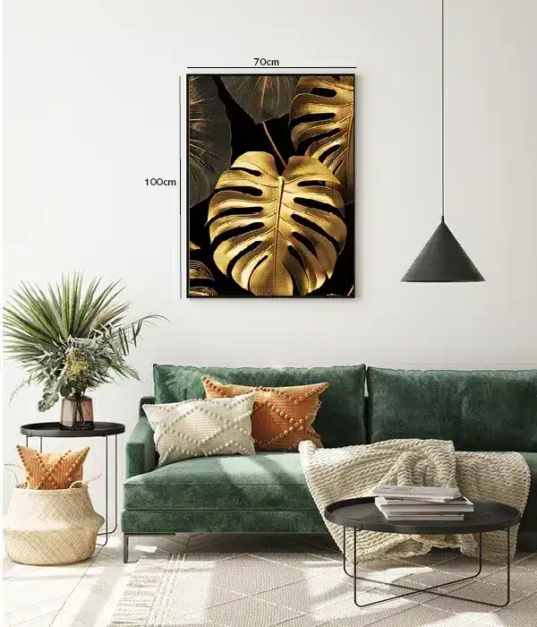 Golden Monstera Leaves Plakat