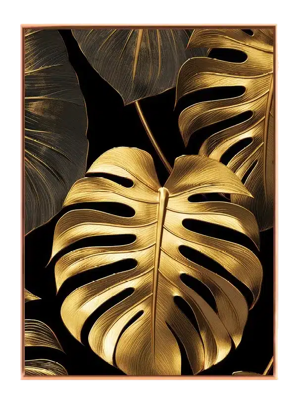 Golden Monstera Leaves Plakat