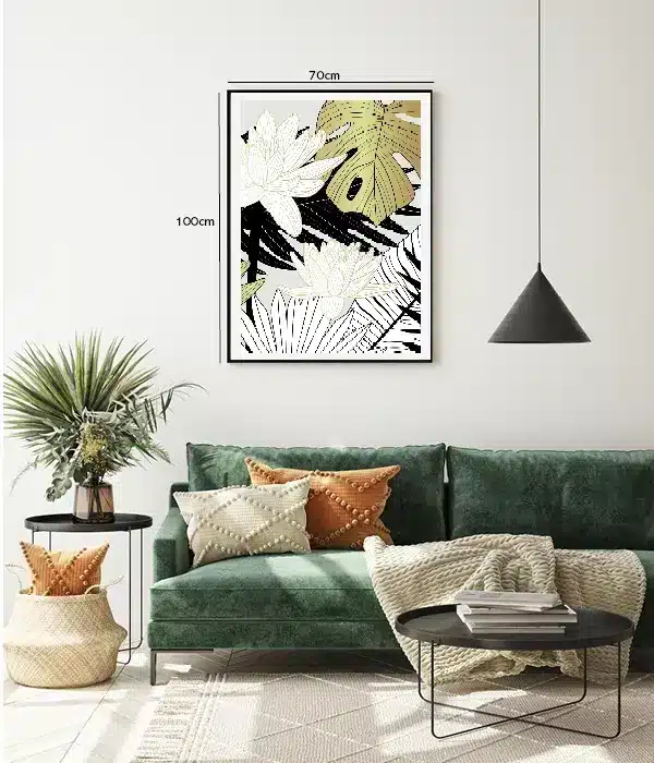Lime Lotus Contours Plakat