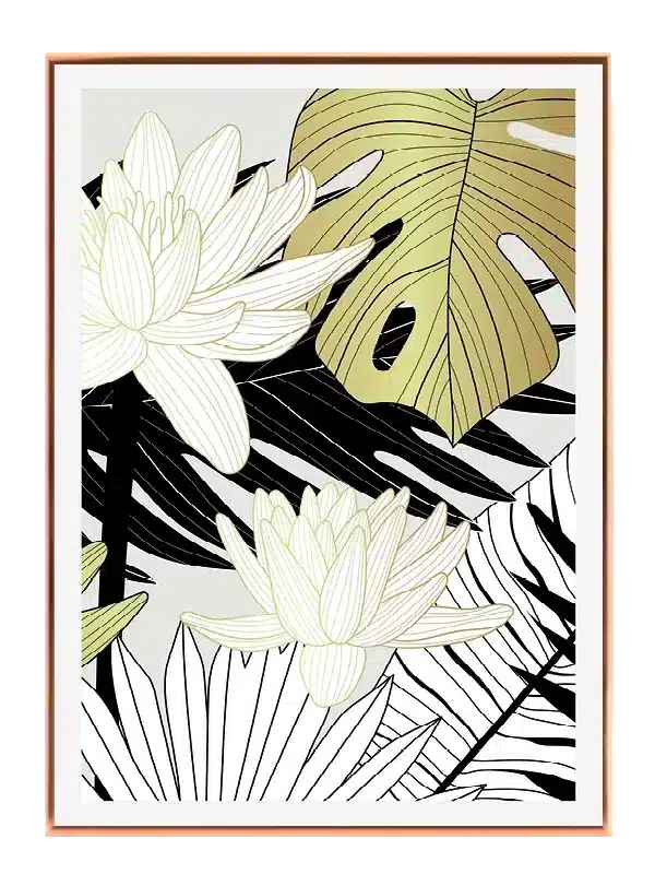 Lime Lotus Contours Plakat