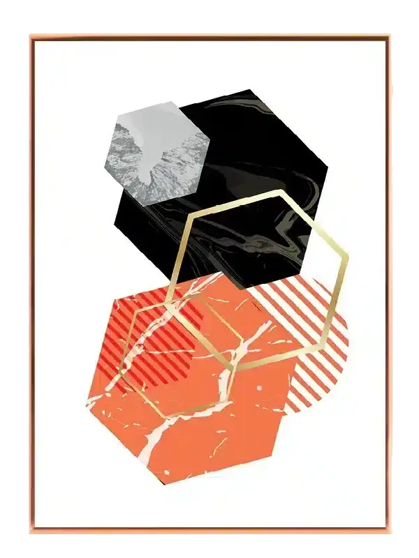 Hexagonal Contrast Composition Plakat