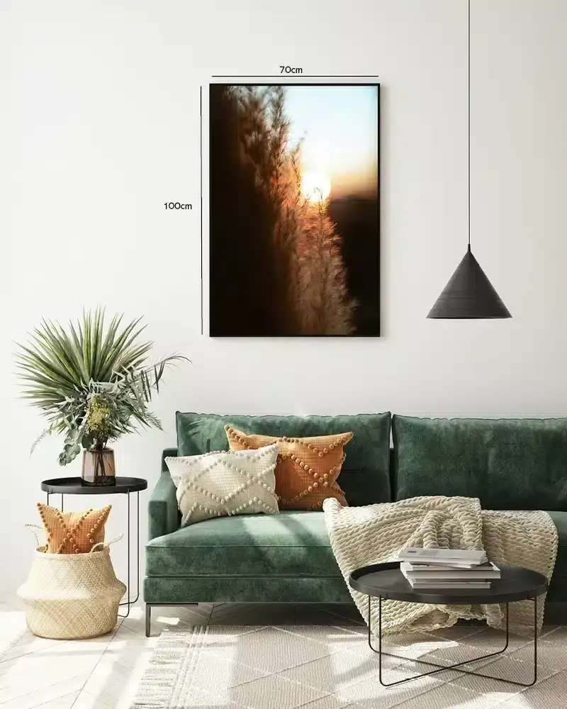 Solnedgang over Fjergræs Plakat