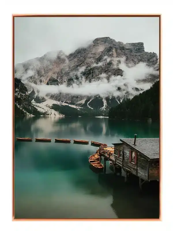 Tåget Bjergsø Med Både Plakat