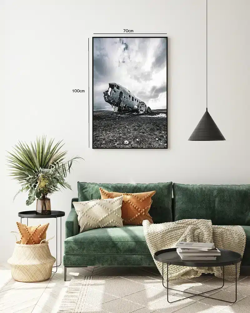 Forladt Flyvrag i Øde Landskab Plakat