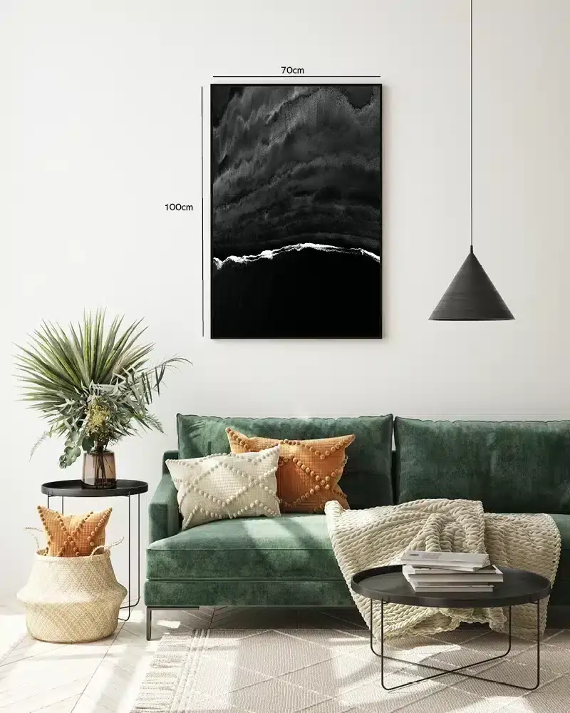 Sort Sandstrand Ved Havet Plakat