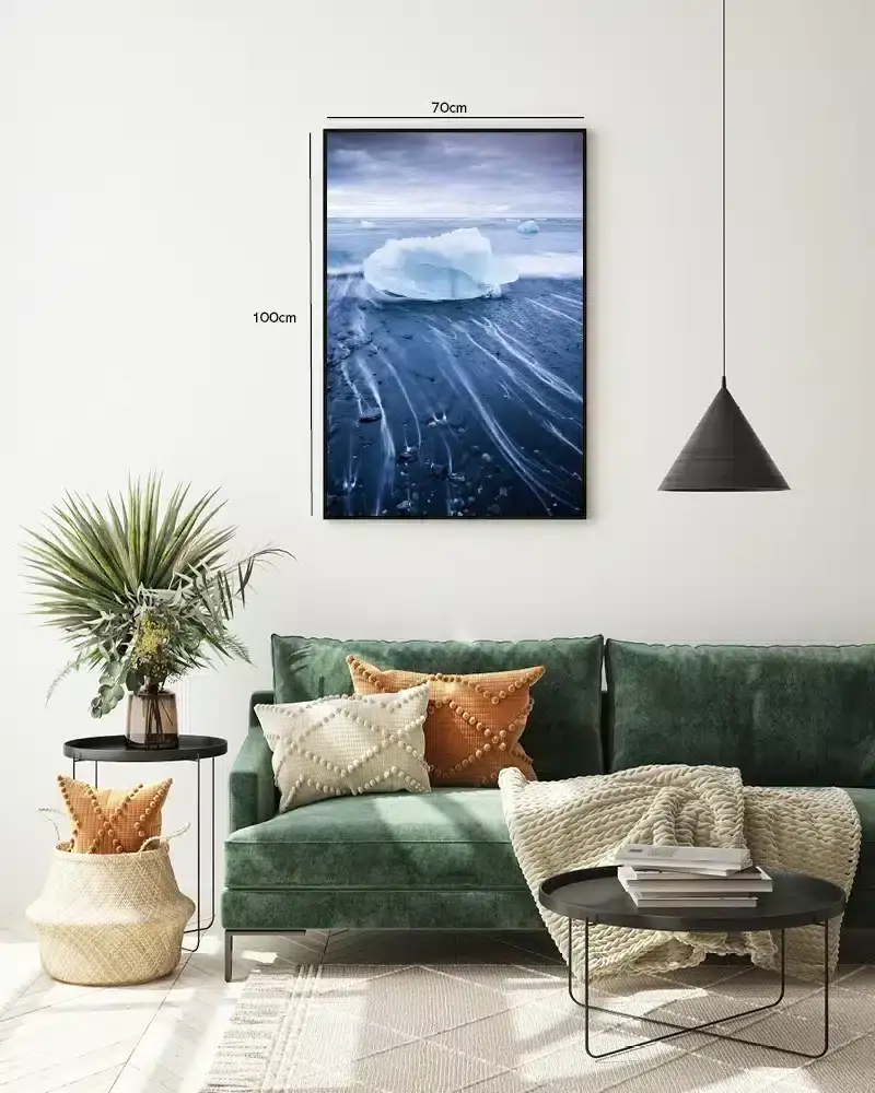 Isblok På Sort Strand Plakat