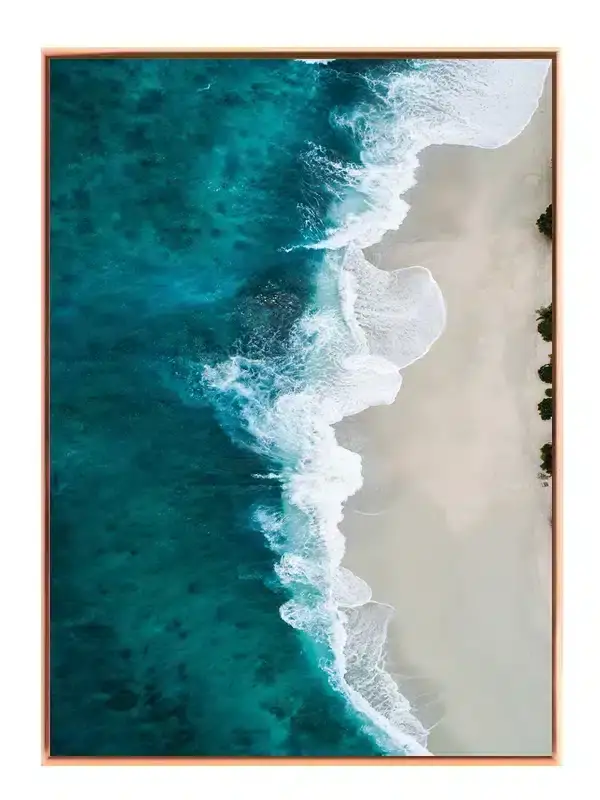 Turkis Kystlinje Ved Strand Plakat