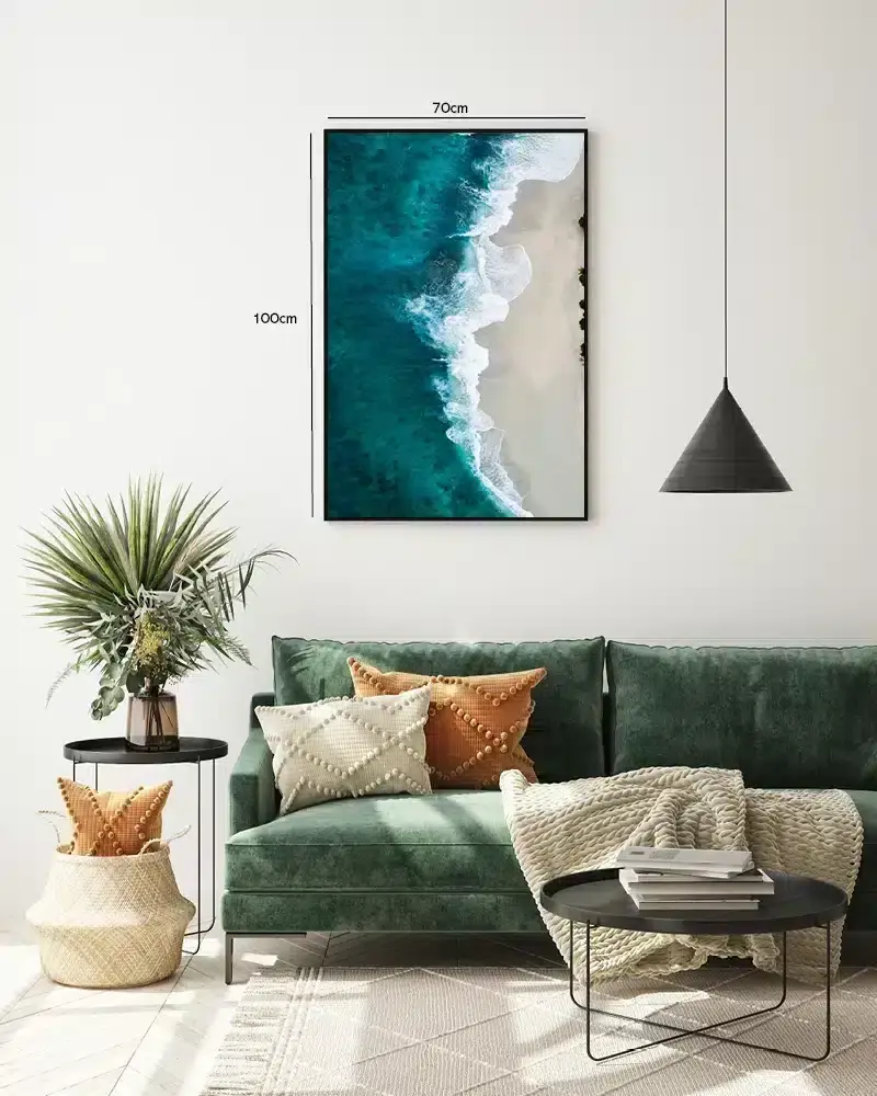Turkis Kystlinje Ved Strand Plakat
