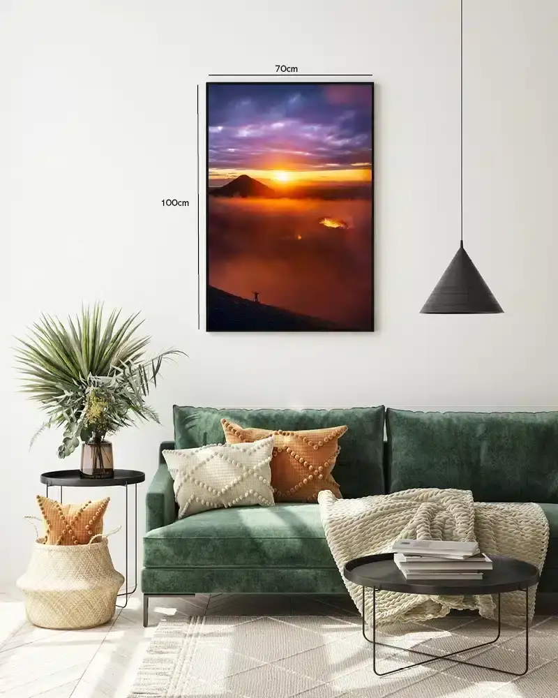 Vulkanudbrud Ved Solnedgang Plakat