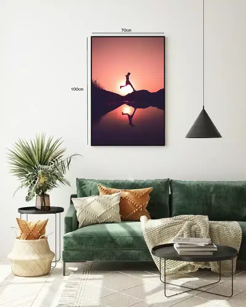 Springende Silhuet Solnedgang Plakat
