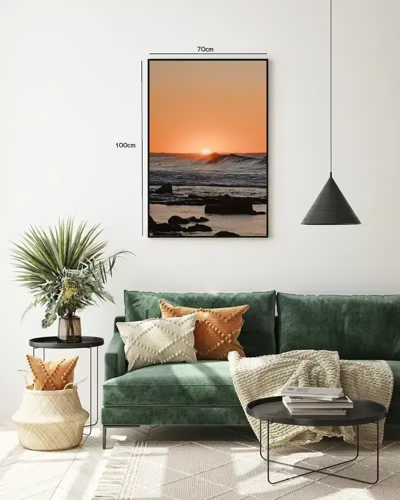 Solnedgang Over Havets Bølger Plakat