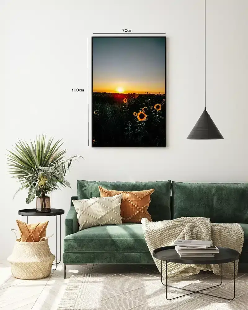 Solnedgang Over Solsikker Plakat