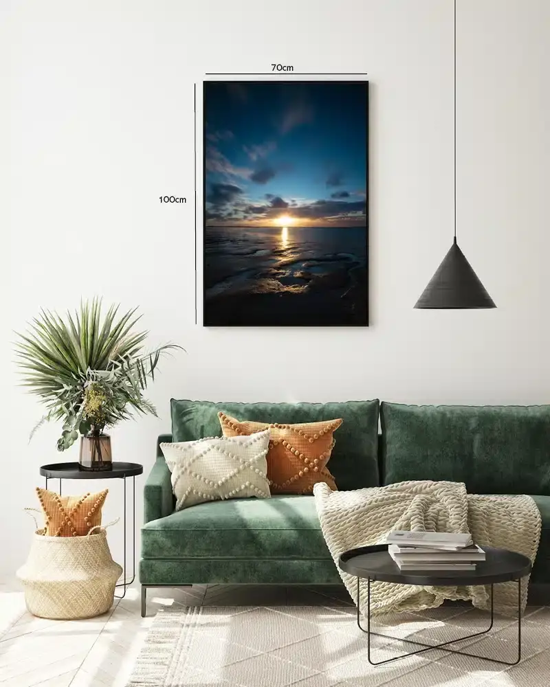 Kystsolnedgang Med Refleksion Plakat