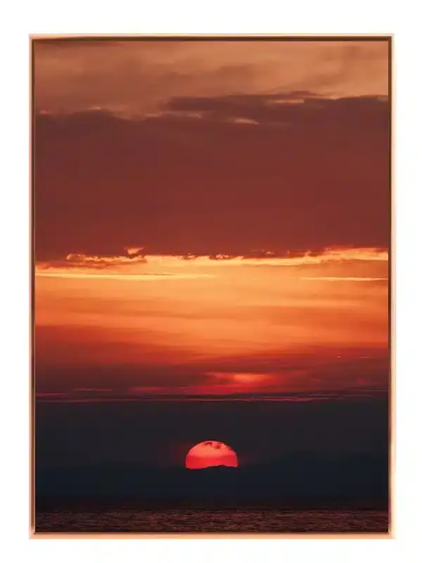 Solnedgang Bag Bjergtoppe Plakat