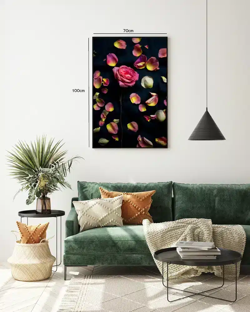 Pink Rose Med Kronblade Plakat