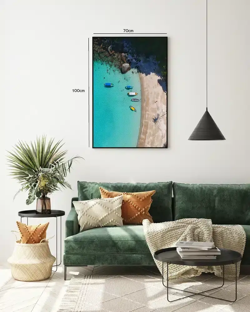 Turkis Strand og Både Plakat