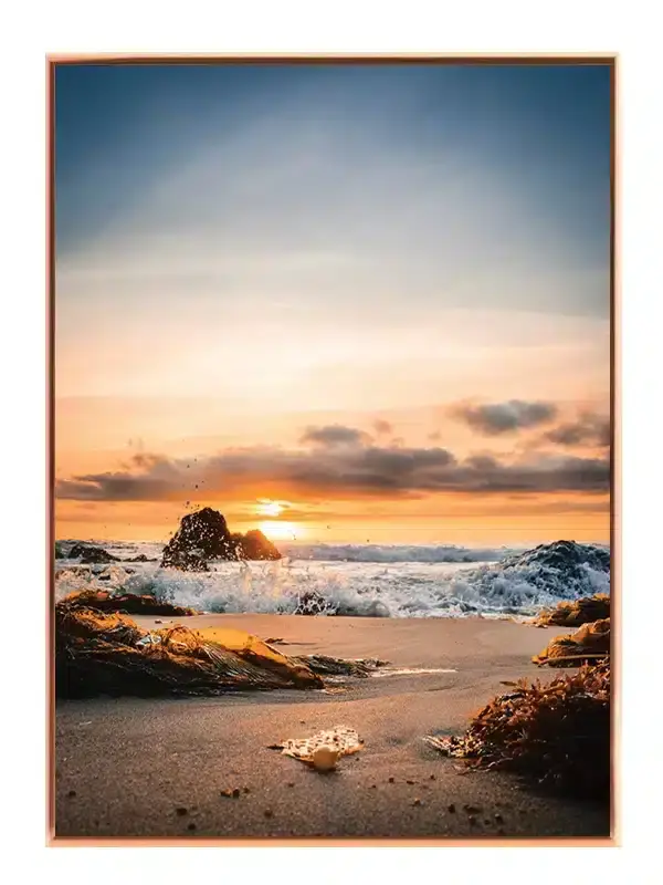 Gylden Kystsolnedgang Plakat