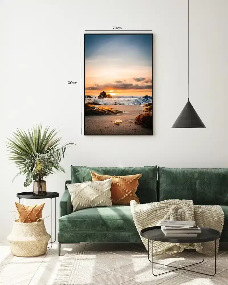Gylden Kystsolnedgang Plakat