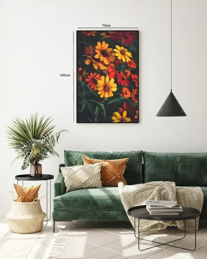 Gule Zinnia Blomster Plakat