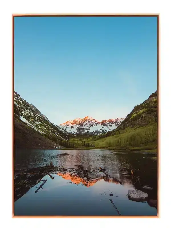 Sneklædte Toppe Ved Solnedgang Plakat