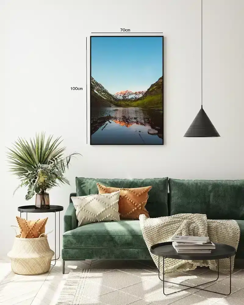 Sneklædte Toppe Ved Solnedgang Plakat