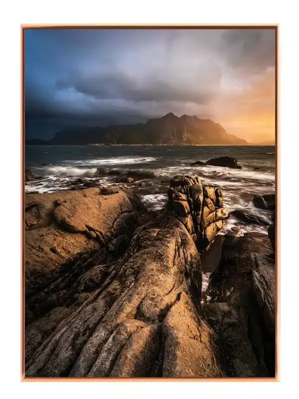 Klipper Ved Solnedgang Plakat