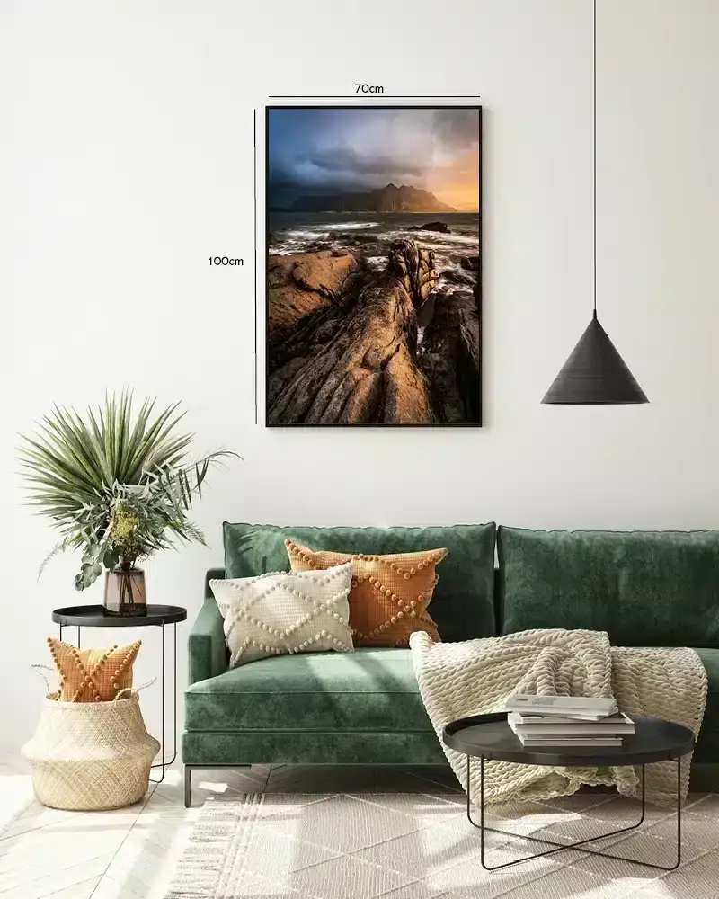 Klipper Ved Solnedgang Plakat