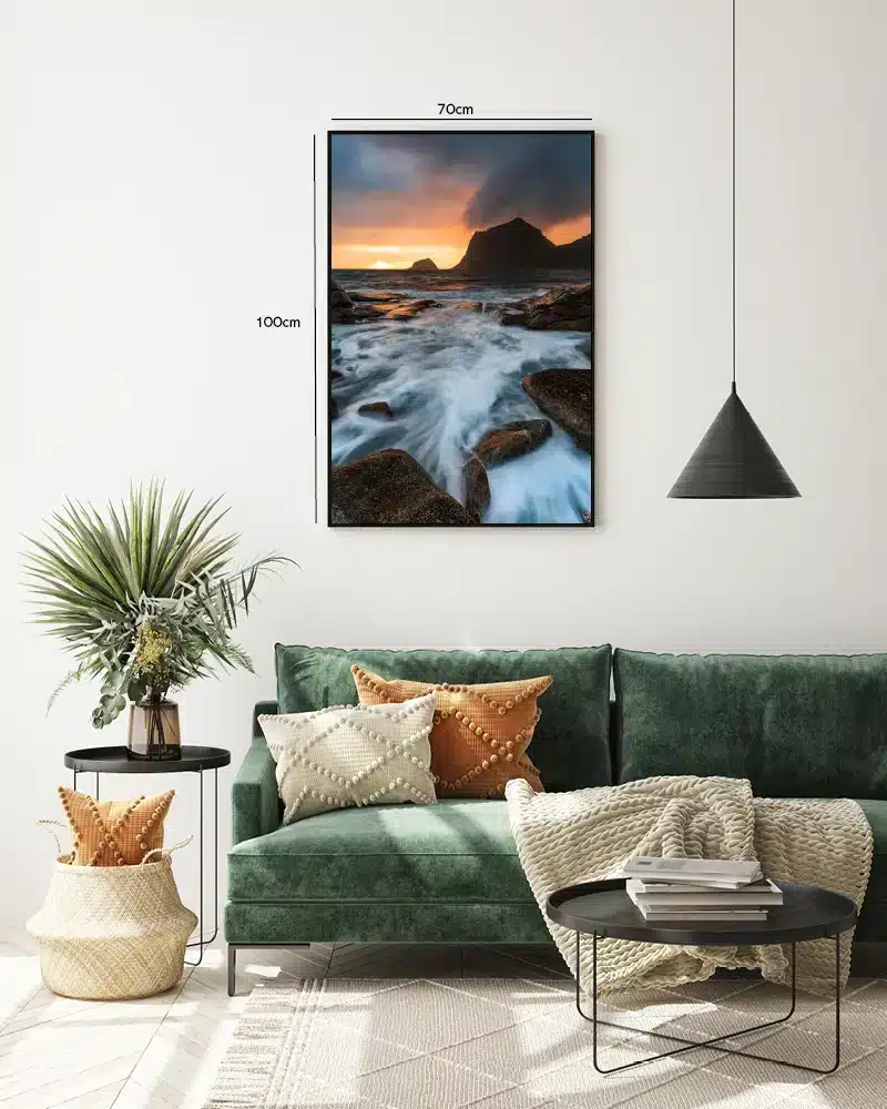 Kystklipper i Solnedgang Plakat