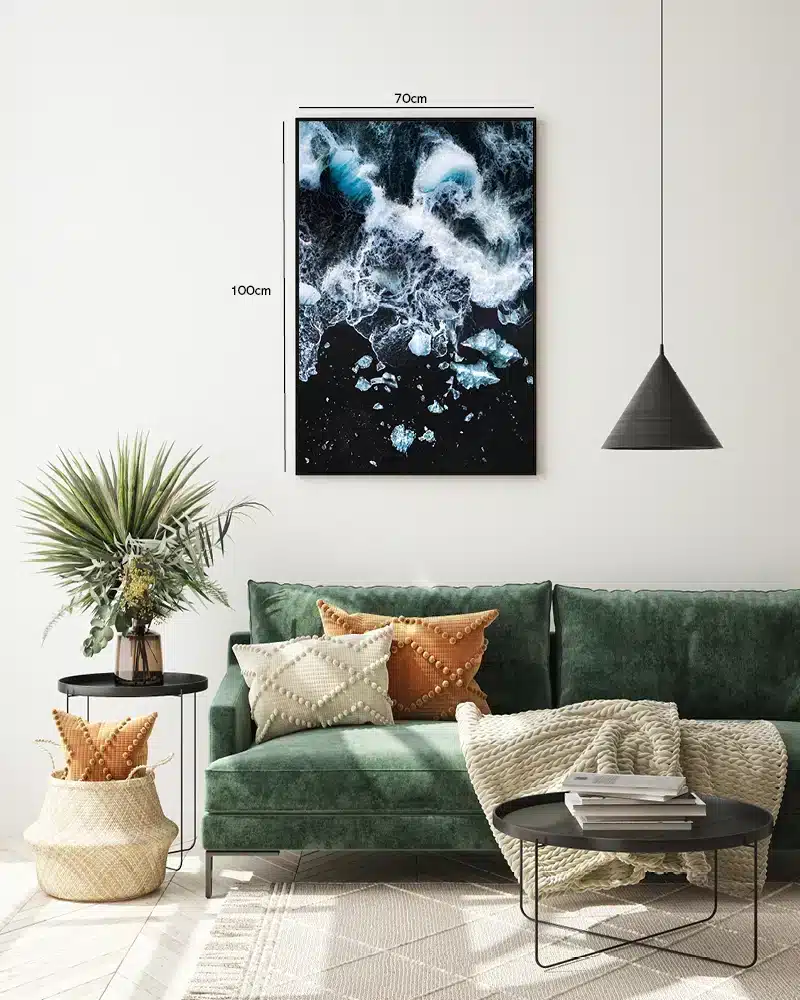 Isbjerge På Sort Strand Plakat