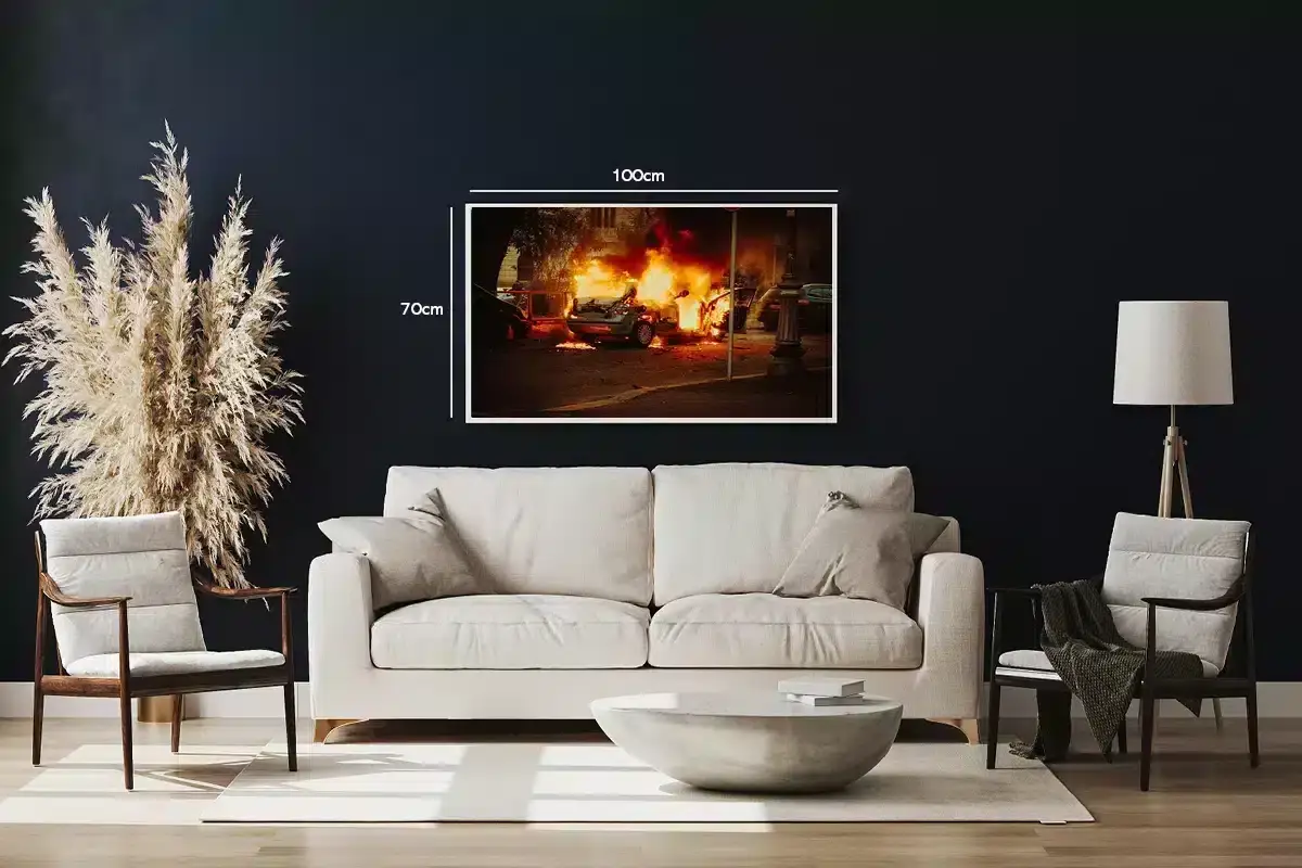 Bil i Flammer Plakat