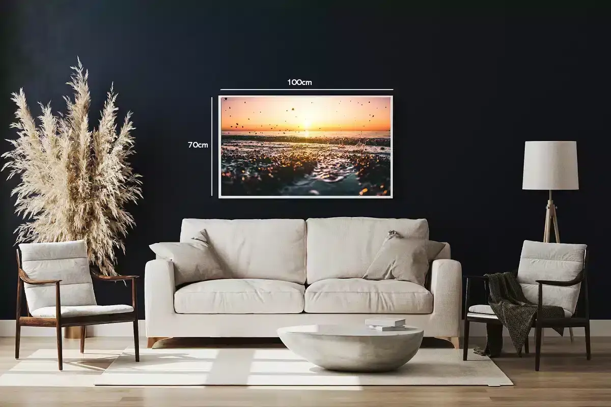 Solnedgang Over Strandsten Plakat