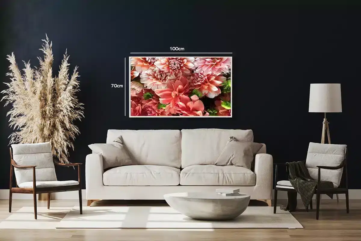 Koralfarvede Dahlia Buket Plakat