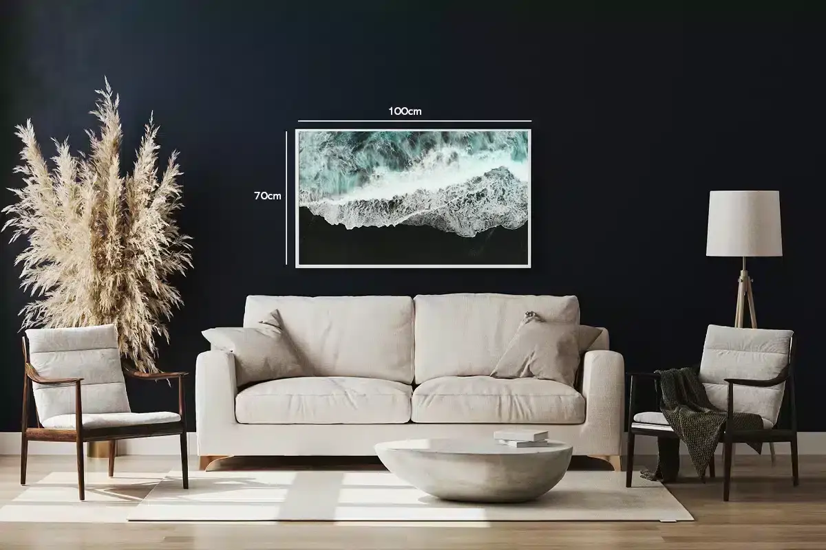 Sort Strand og Bølgebrus Plakat