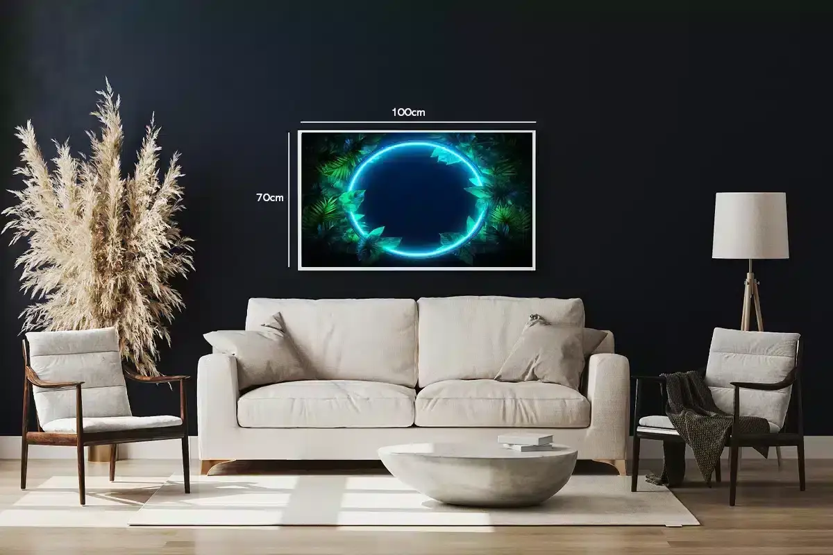 Neonramme med Tropiske Blade Plakat