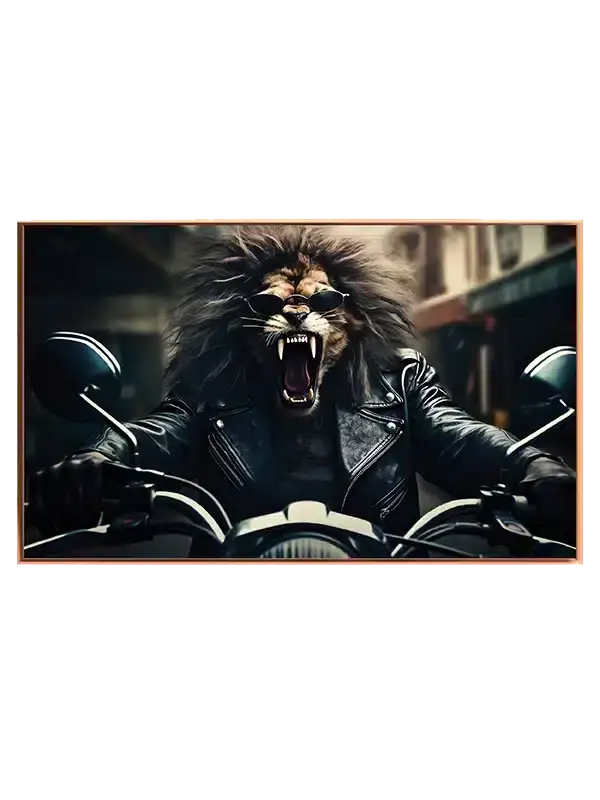 Lion On Motorcycle Plakat