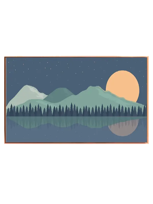 Moonlit Mountain Reflection Plakat
