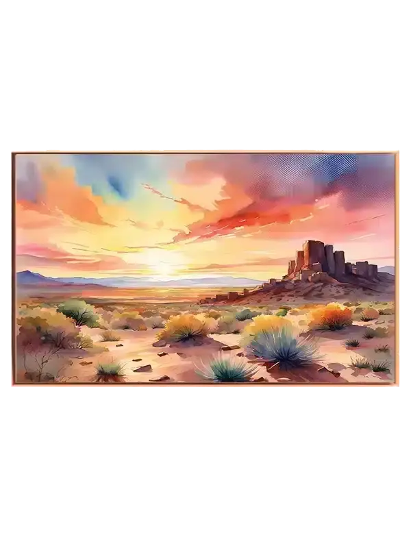 Ørkenlandskab Ved Solnedgang Plakat