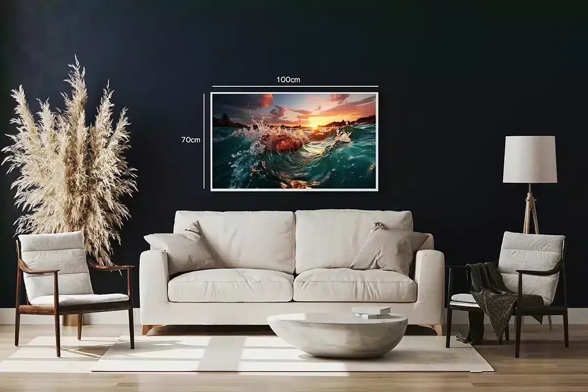 Solnedgang Ved Klippekyst Plakat
