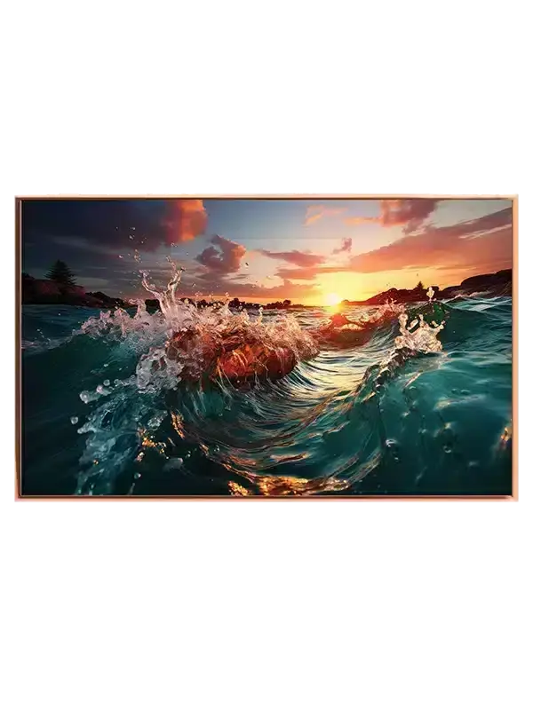 Solnedgang Ved Klippekyst Plakat