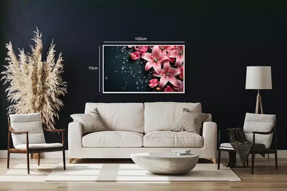Rosa Liljer og Vanddråber Plakat