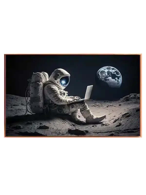 Astronaut med Laptop på Månen