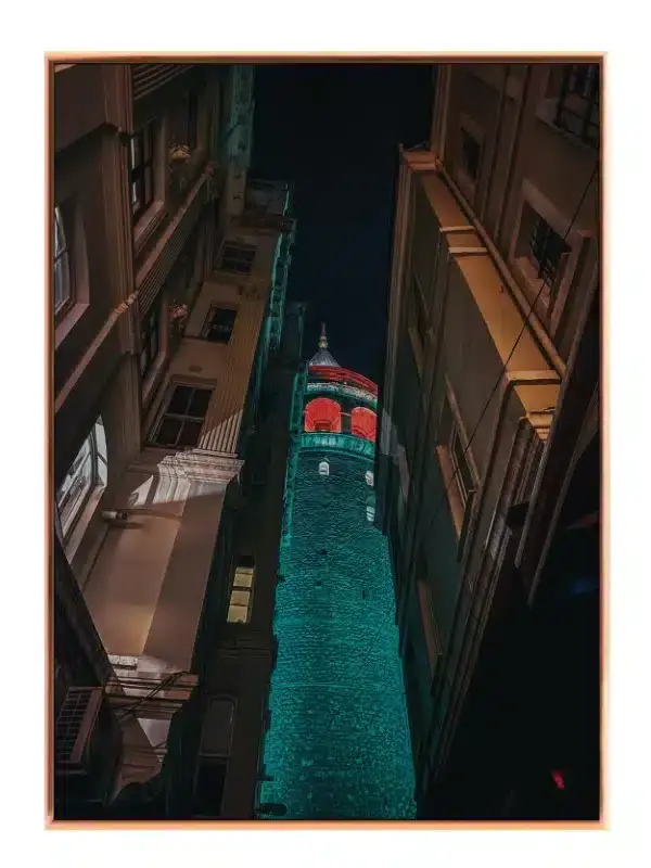Nighttime Urban Tower View