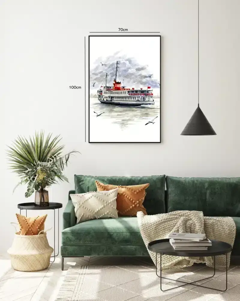 Færge På Havet Illustration