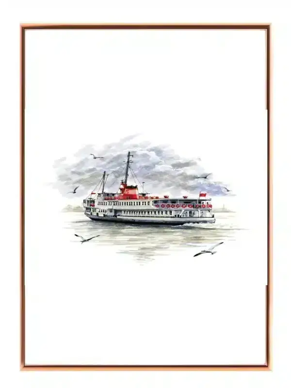 Færge På Havet Illustration